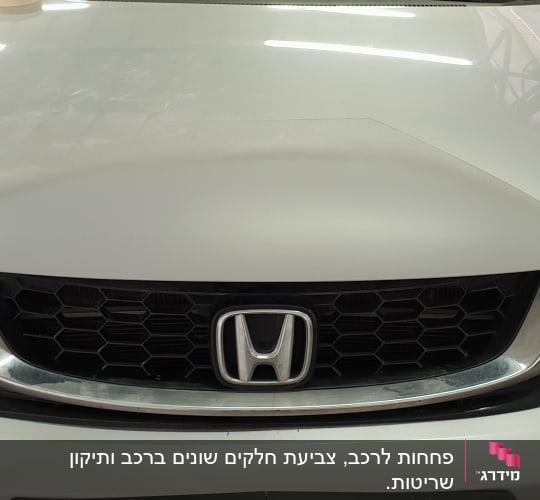 חזית רכב הונדה עם פגוש ופנסי חזית